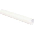 The Packaging Wholesalers Mailing Tubes With Caps, 3" Dia. x 48"L, 0.08" Thick, White, 24/Pack P3048W